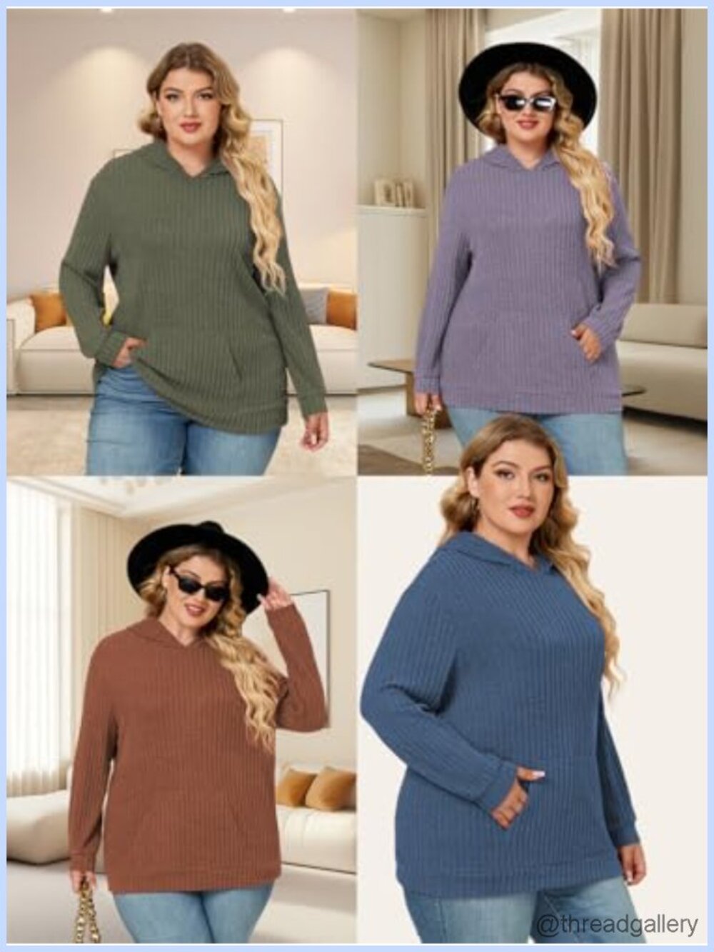 Plus Size Hoodie Kangaroo Pocket Loose Fit Casual Sweatshirt - Picture 4 of 4